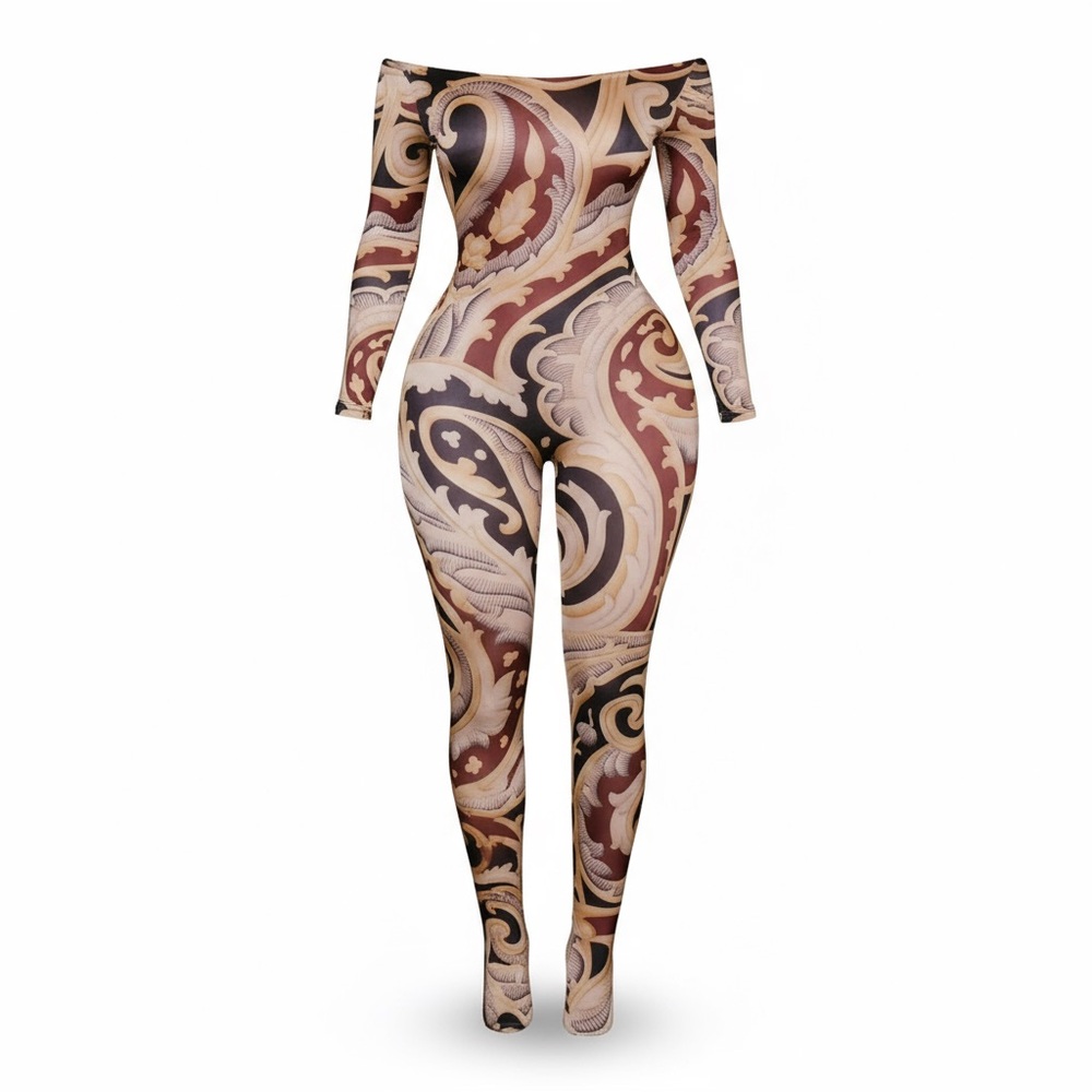Off-Shoulder Patterned Jumpsuit
